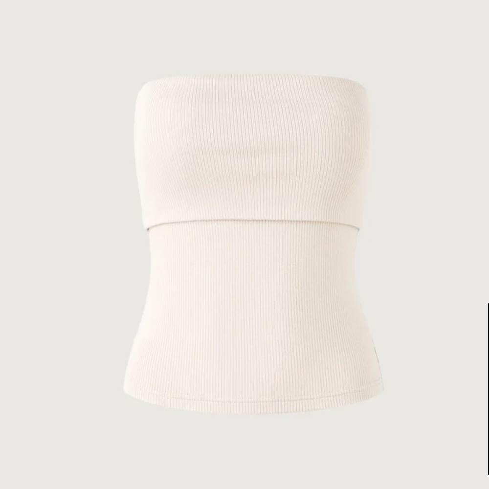 OGL Cream Strapless Ribbed Tube Top